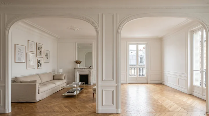 Appartement parisien meublé et vide côte à côte