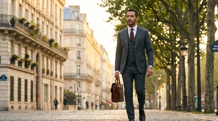 Professionnel en costume marchant boulevard Malesherbes Paris